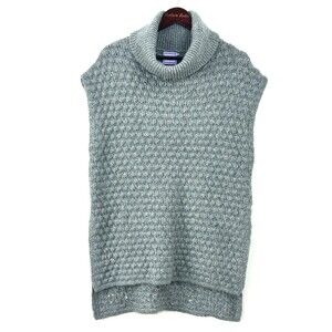 Michelle Nicole Women Gray Chunky Knit Sleeveless Sweater Vest High Low M 1172N4
